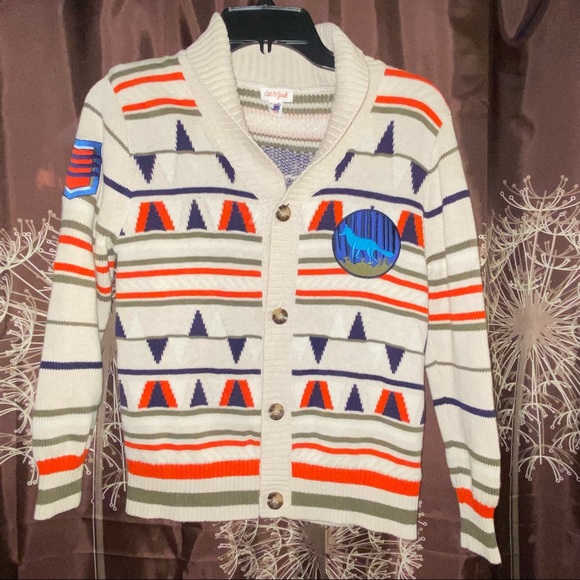 Cat & Jack Other - CAT & JACK Wolf Holiday M Southwestern Sweater Jacket Cardigan Boys 8/10 8 10